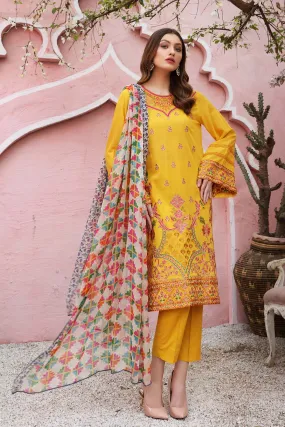 3-piece Unstitched Embroidered Swiss With Chiffon Dupatta CM-05