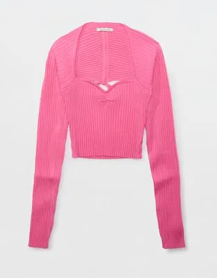 AE Cropped Ruched Sweater-