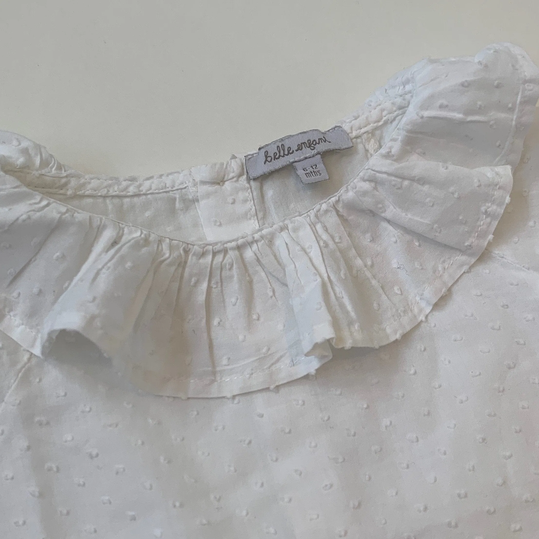 Belle Enfant White Swiss Dot Cotton Blouse: 6-12 Months