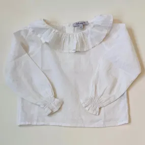 Belle Enfant White Swiss Dot Cotton Blouse: 6-12 Months