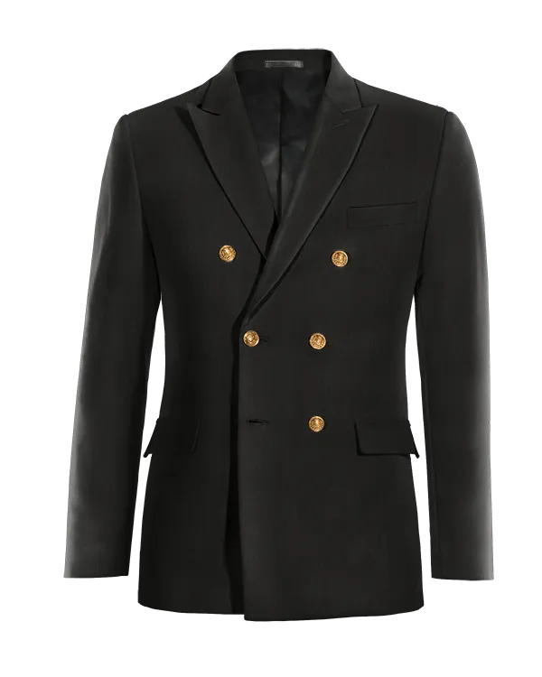  Blazer cruzada negro rojizo solapa en pico slim fit