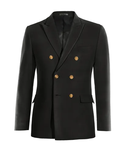  Blazer cruzada negro rojizo solapa en pico slim fit