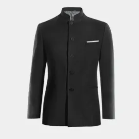  Blazer cuello chino negro Ónix de entretiempo y pañuelo