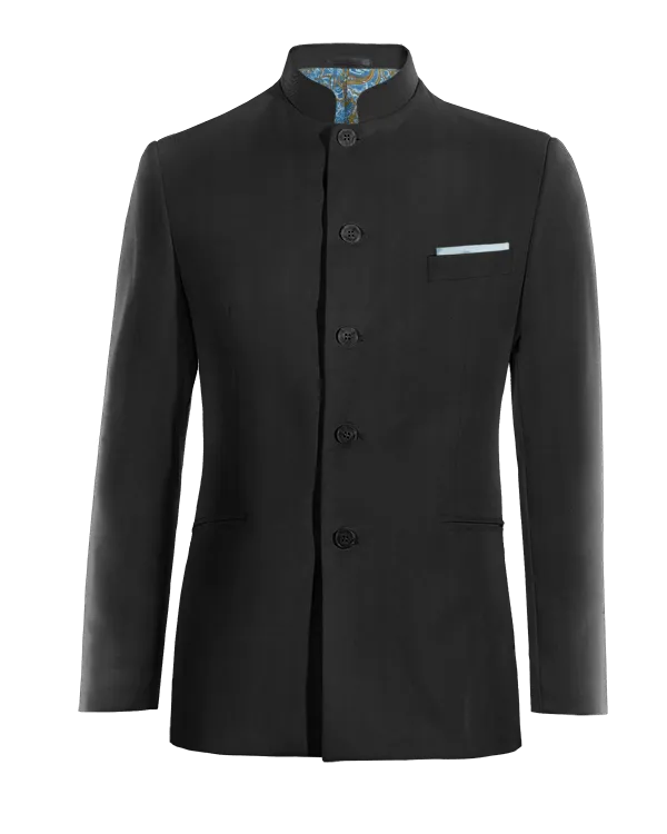  Blazer cuello chino negro Ónix de entretiempo y pañuelo