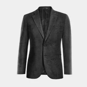  Blazer negro Ónix de terciopelo paisley solapa ancha