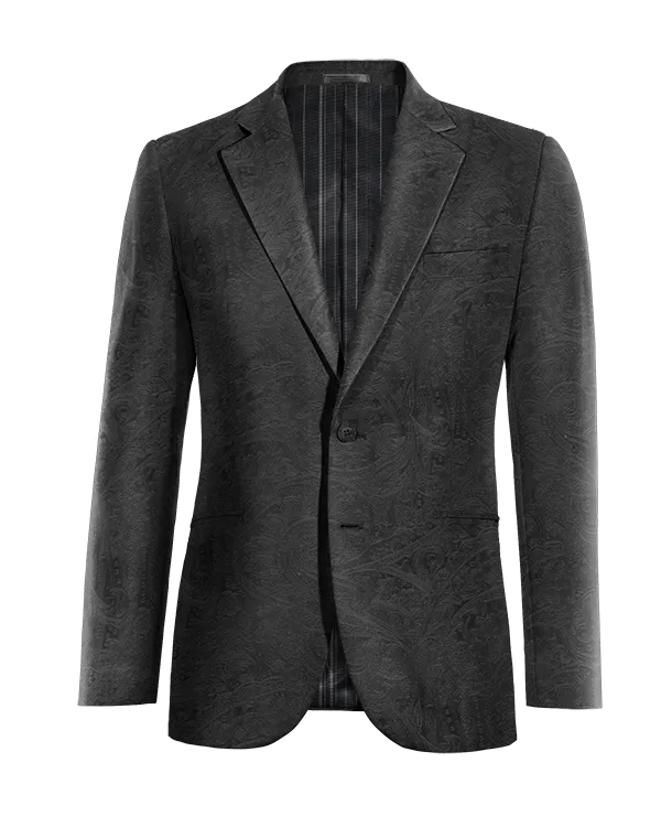  Blazer negro Ónix de terciopelo paisley solapa ancha