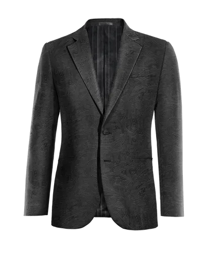  Blazer negro Ónix de terciopelo paisley solapa ancha