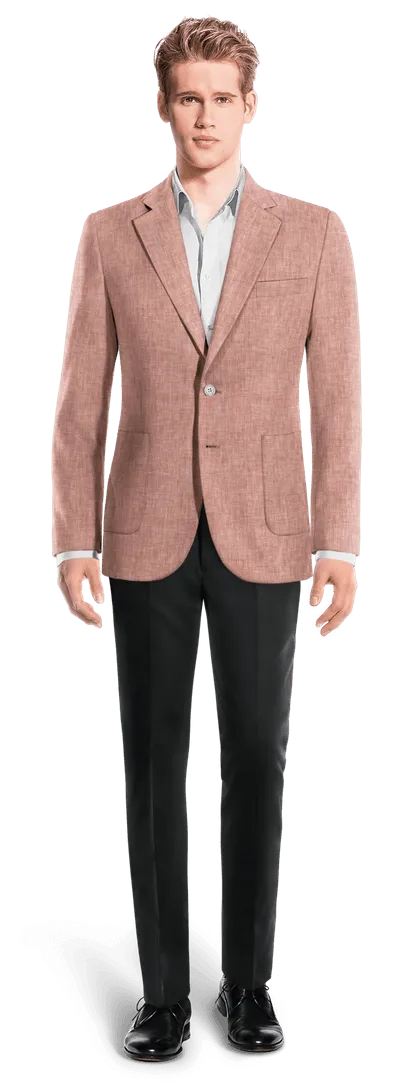  Blazer sin forro rojo pastel de lino ligera