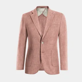  Blazer sin forro rojo pastel de lino ligera