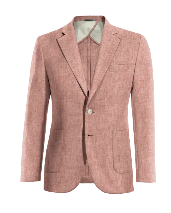  Blazer sin forro rojo pastel de lino ligera