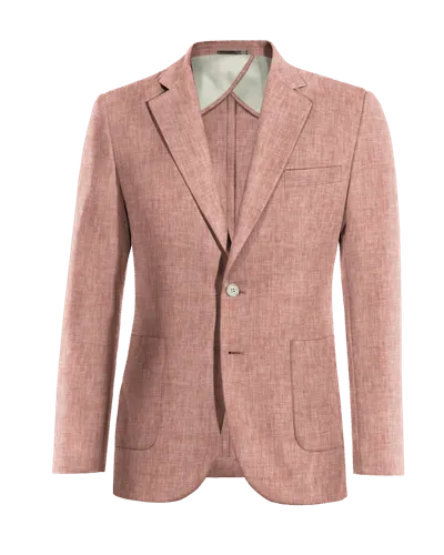  Blazer sin forro rojo pastel de lino ligera