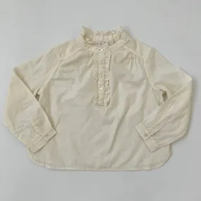 Bonpoint Cream Swiss Dot Blouse With Frill: 4 Years