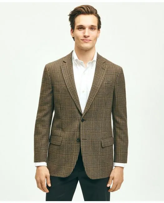 Brooks Brothers Men's Classic Fit Wool Hopsack Plaid Sport Coat Brown