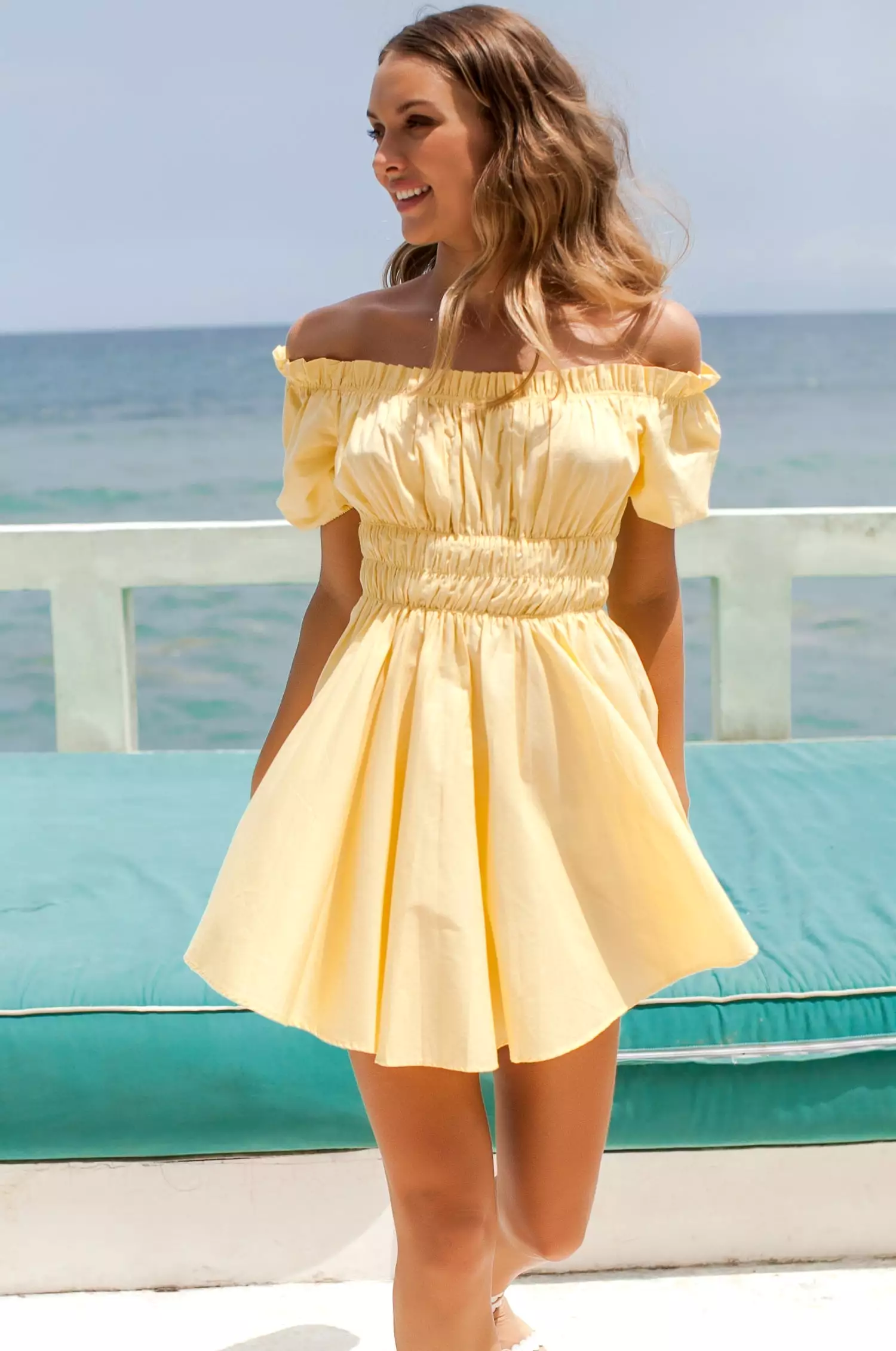 Butterfly Bliss Off Shoulder Mini Dress