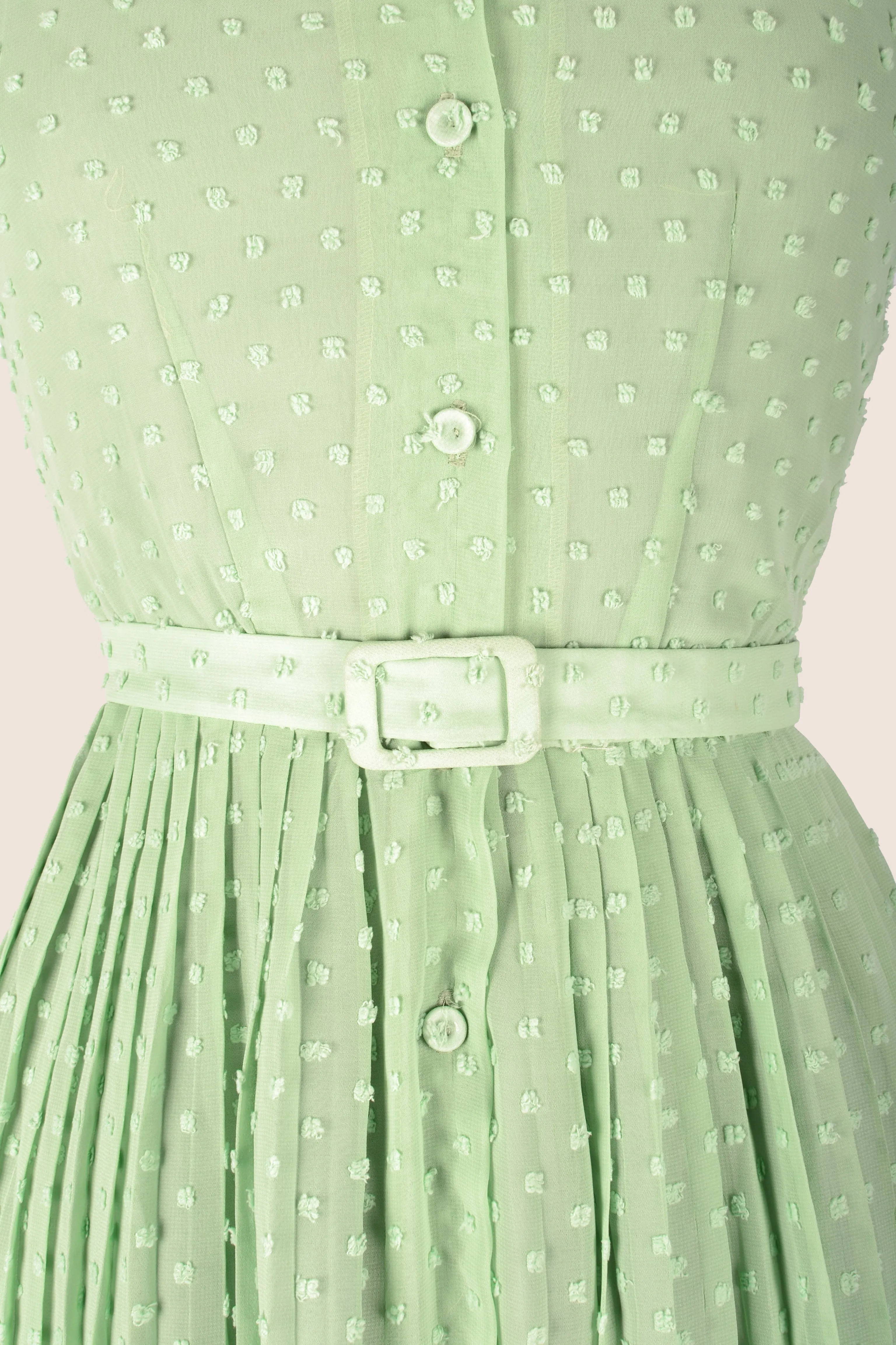 Camille Pastel Green Dots Dress