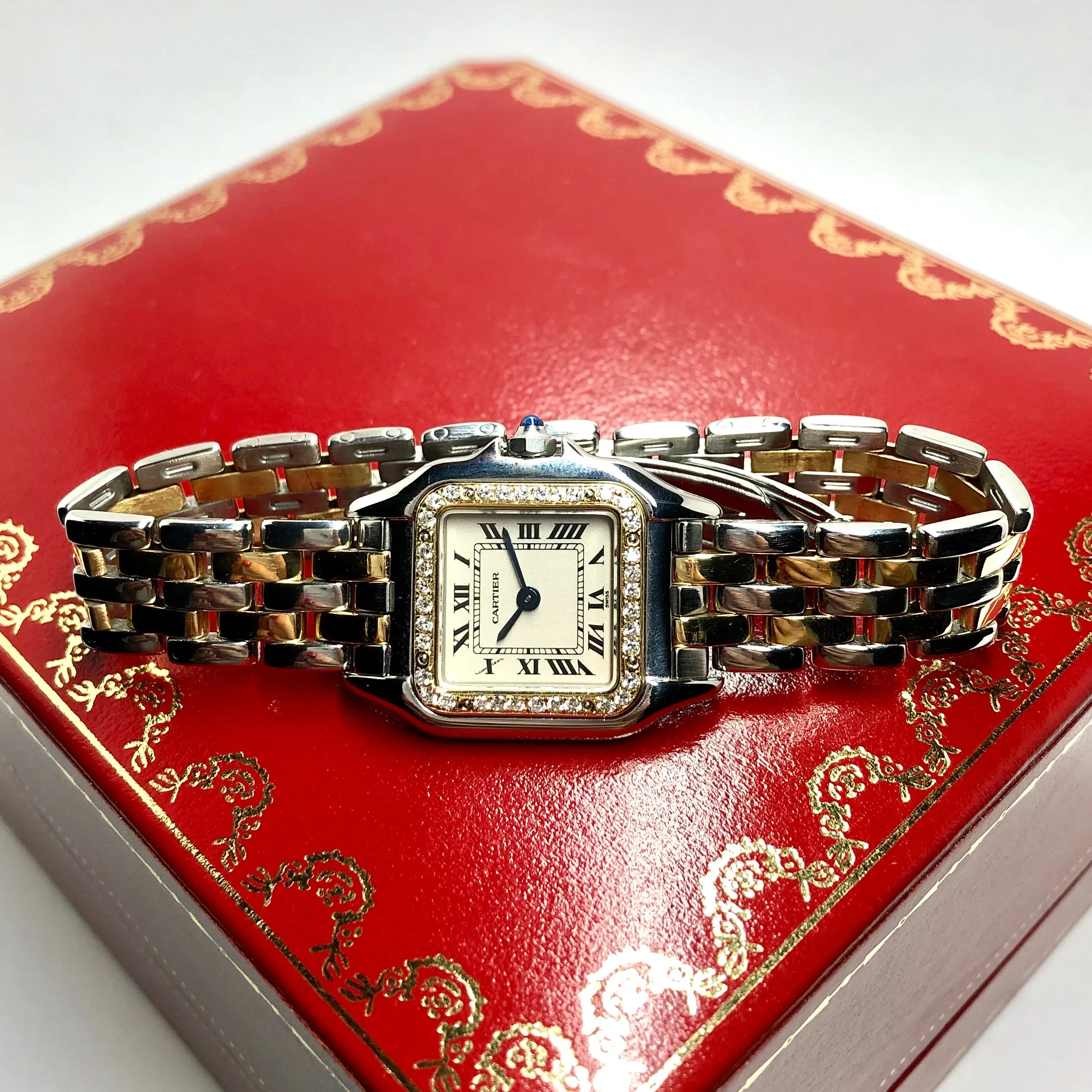 CARTIER PANTHERE Quartz 23mm 2 Row Gold 0.33TCW Diamond Watch