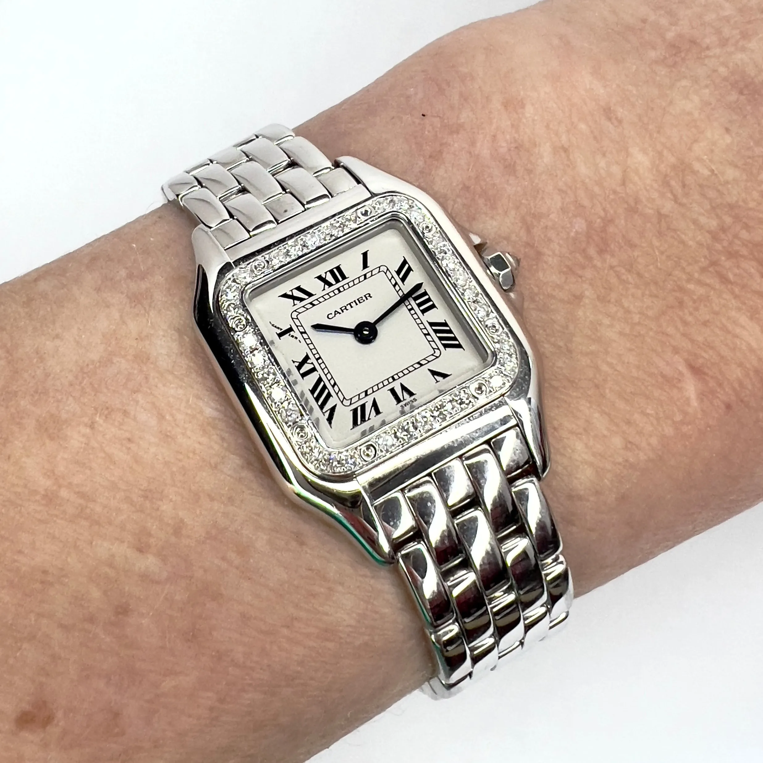 CARTIER PANTHERE Quartz 23mm Steel 0.37TCW DIAMOND Watch