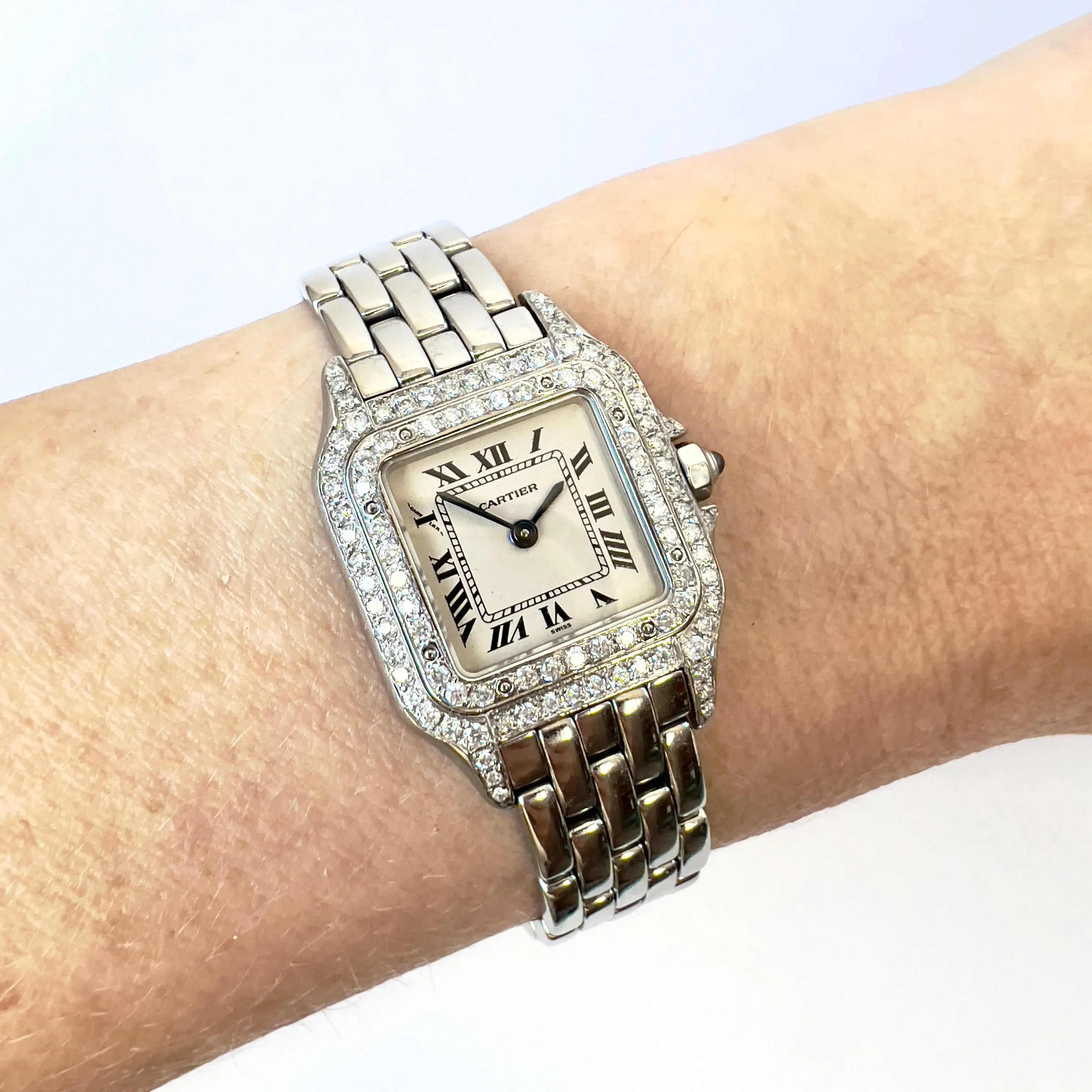 CARTIER PANTHERE Quartz 23mm Steel 0.87TCW DIAMOND Watch