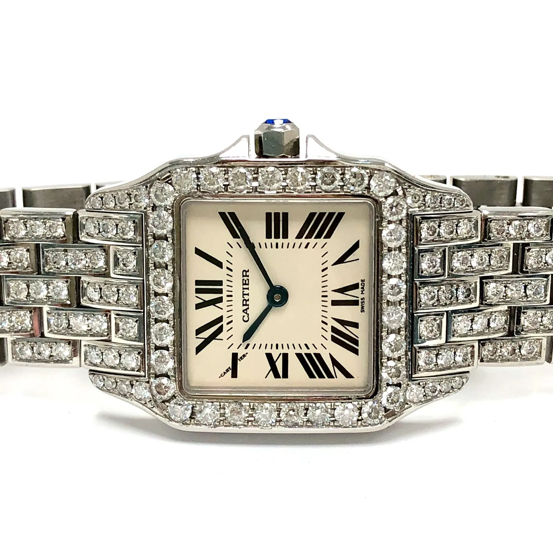 CARTIER SANTOS DEMOISELLE Quartz 20mm Steel ~6TCW DIAMOND Watch