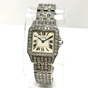 CARTIER SANTOS DEMOISELLE Quartz 20mm Steel ~6TCW DIAMOND Watch