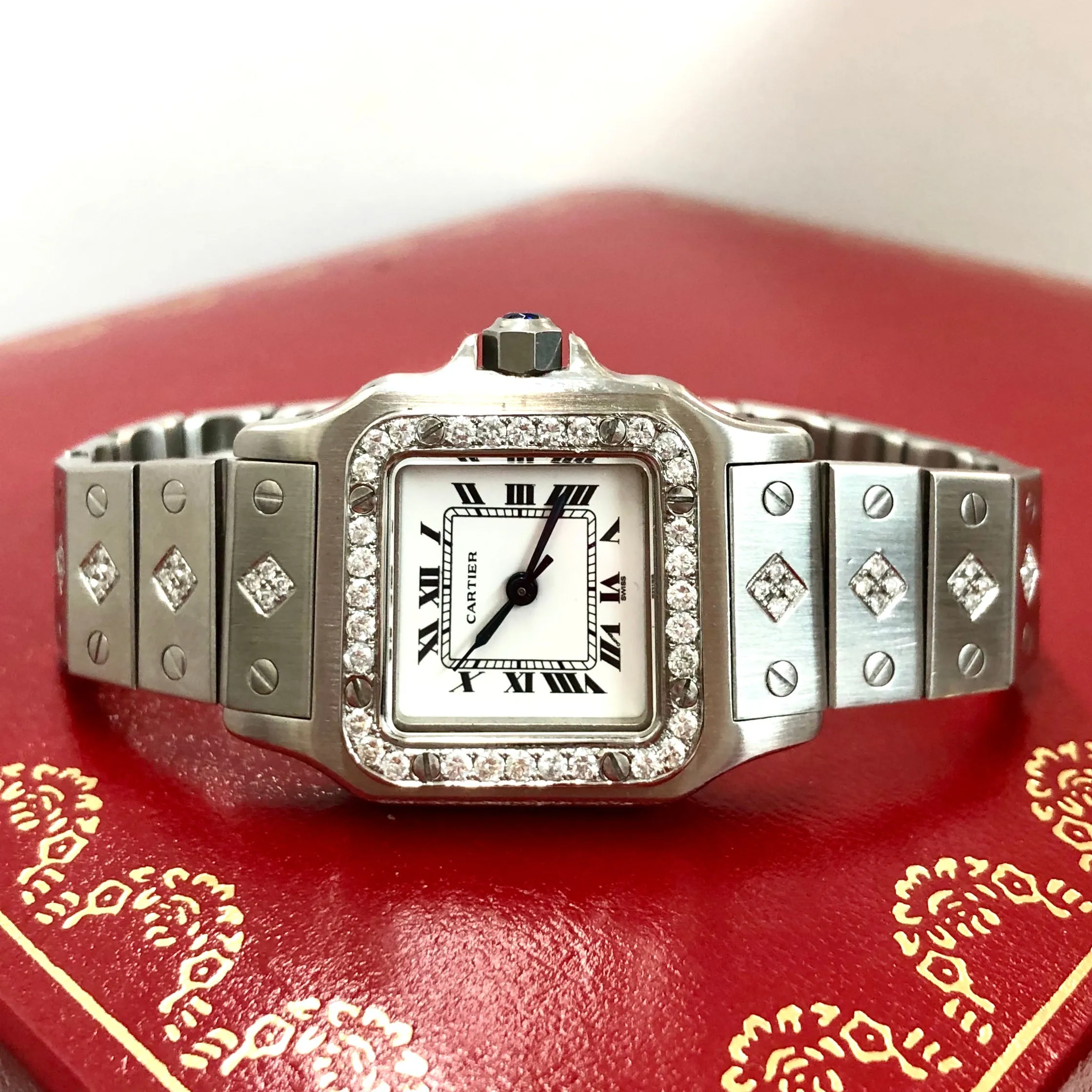 CARTIER SANTOS GALBEE 24mm Automatic Steel ~1.5TCW Diamond Watch