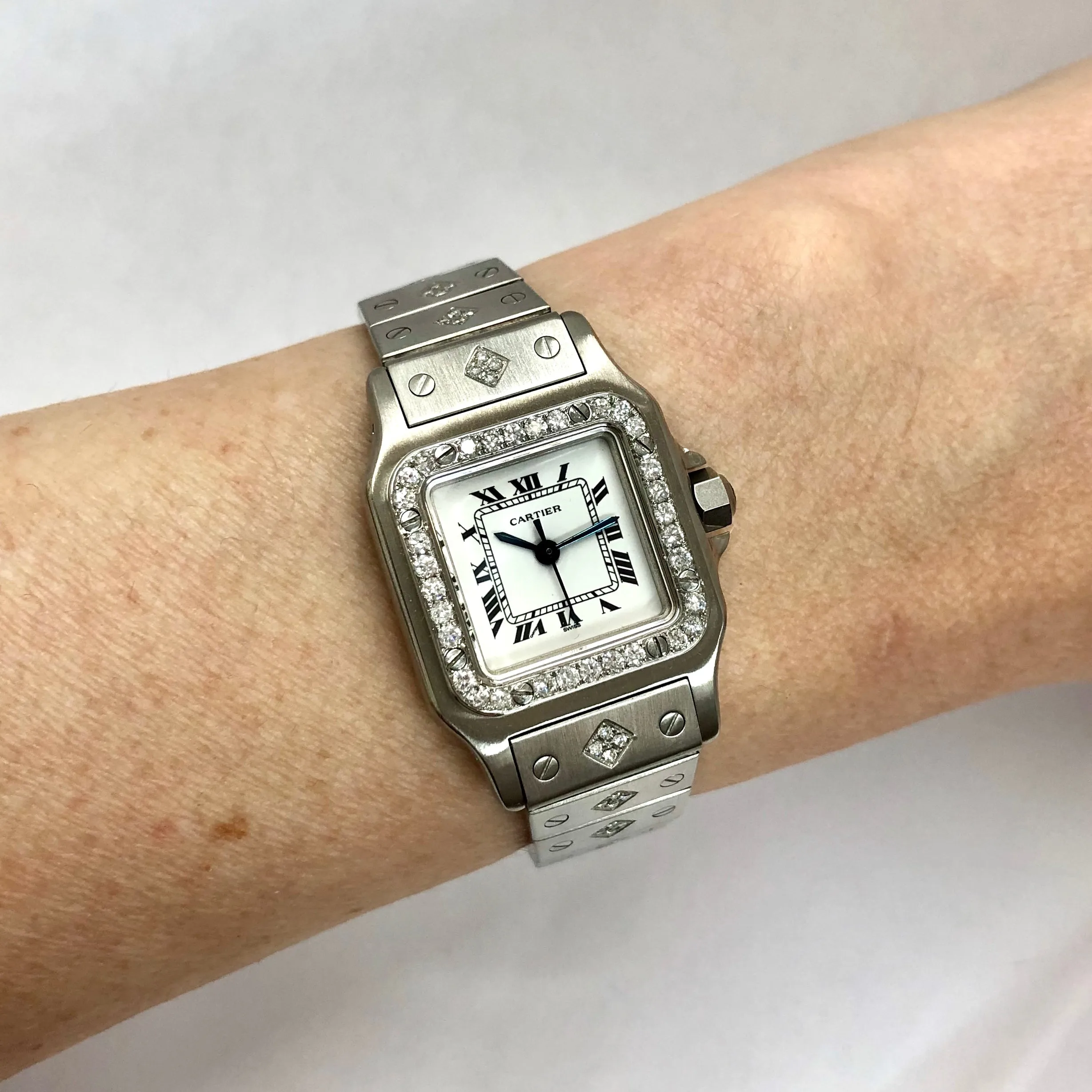 CARTIER SANTOS GALBEE 24mm Automatic Steel ~1.5TCW Diamond Watch