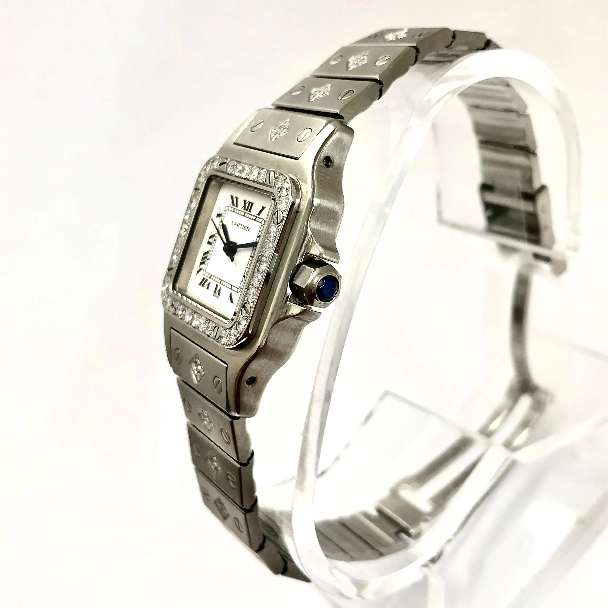 CARTIER SANTOS GALBEE 24mm Automatic Steel ~1.5TCW Diamond Watch