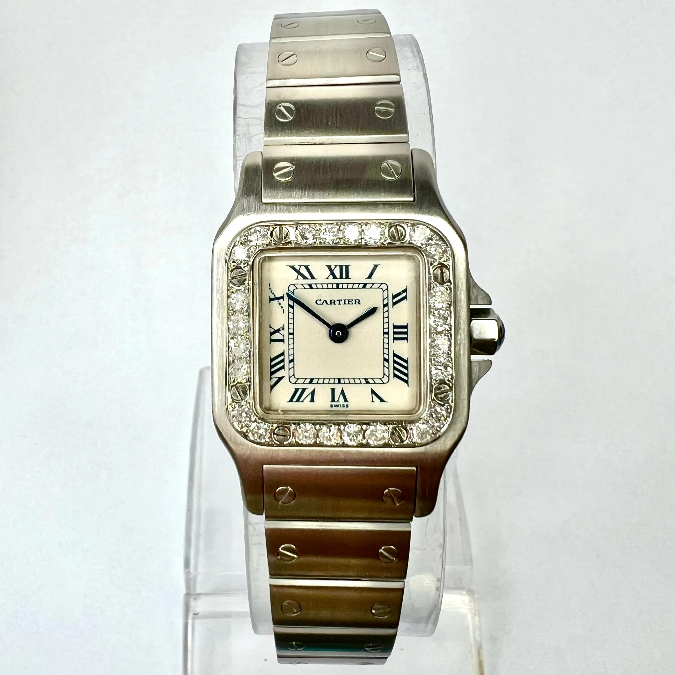 CARTIER SANTOS GALBEE 24mm Quartz Steel 0.69TCW Watch NEW Model