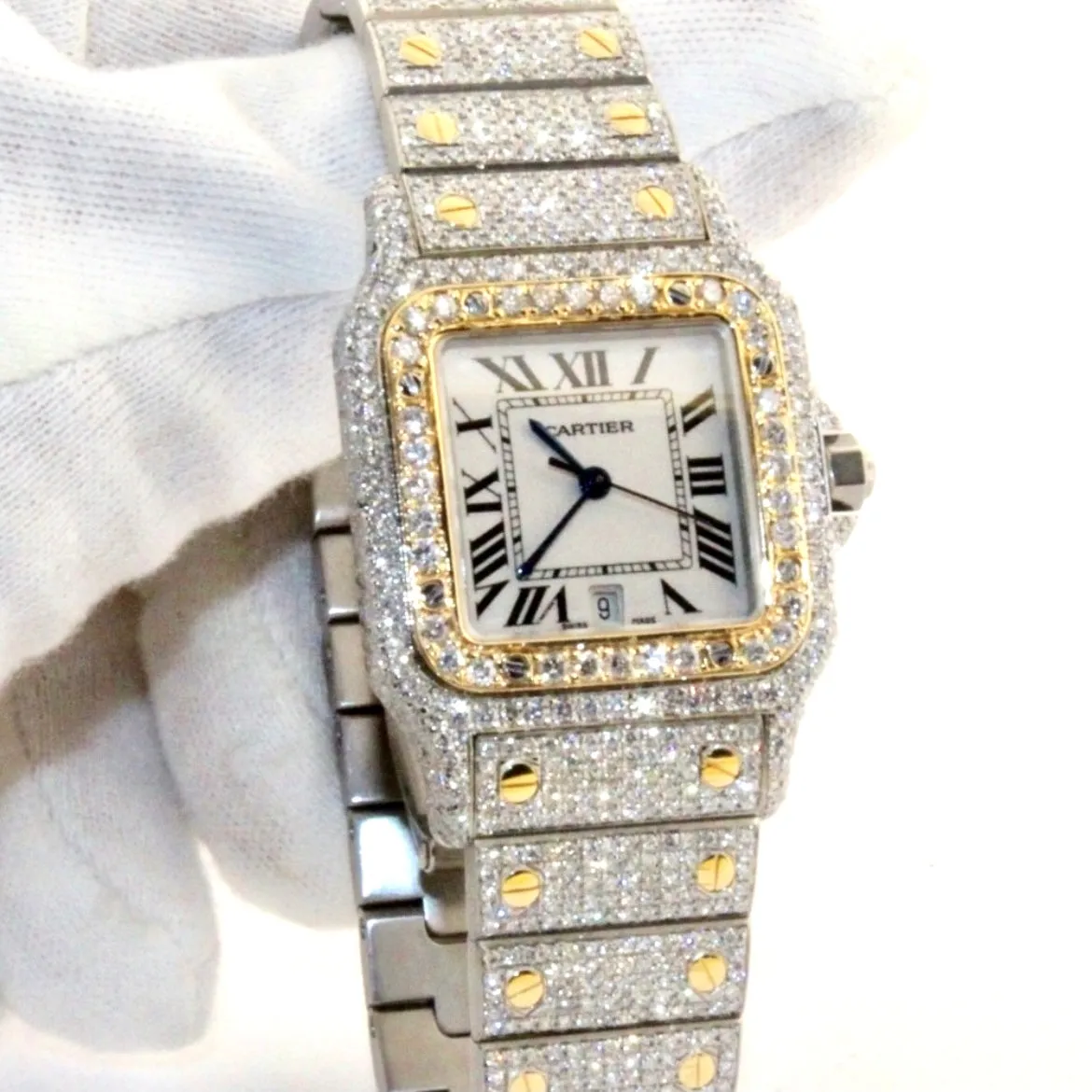 CARTIER SANTOS GALBEE 29mm Quartz 2 Tone 10.20TCW Diamond Watch