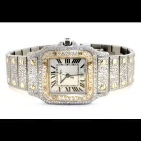 CARTIER SANTOS GALBEE 29mm Quartz 2 Tone 10.20TCW Diamond Watch