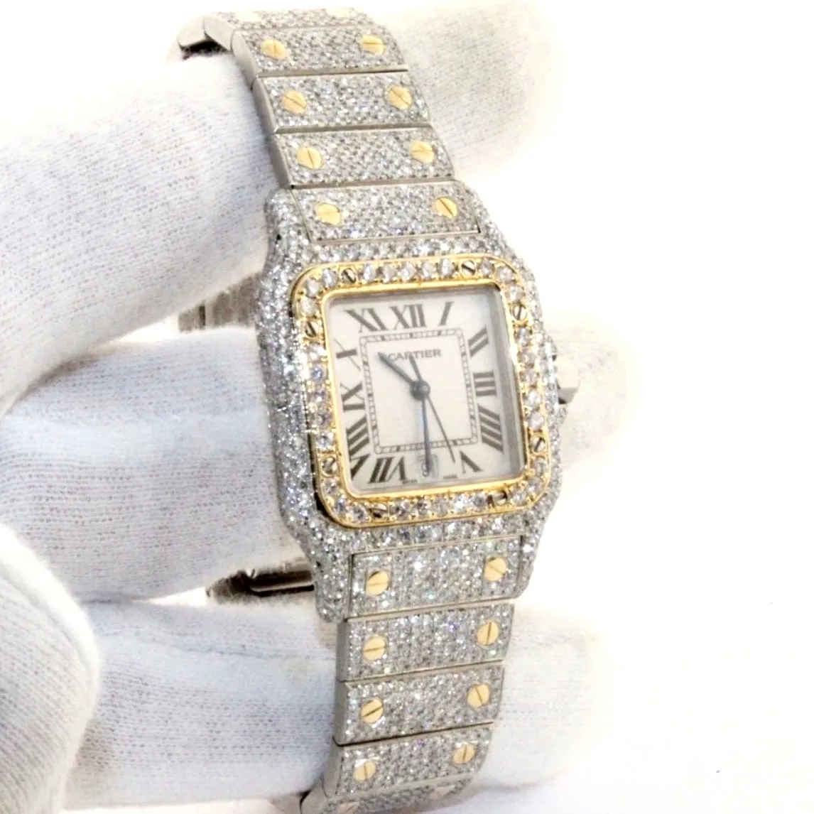 CARTIER SANTOS GALBEE 29mm Quartz 2 Tone 10.20TCW Diamond Watch