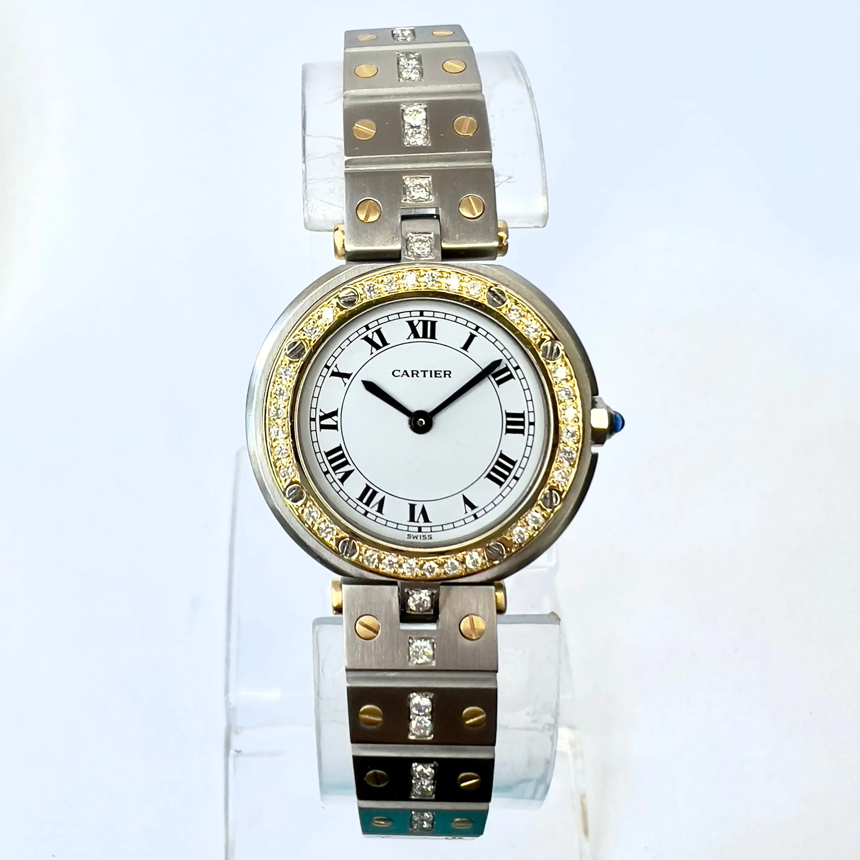 CARTIER SANTOS Ronde 27mm 2 Tone 0.55TCW DIAMOND Watch