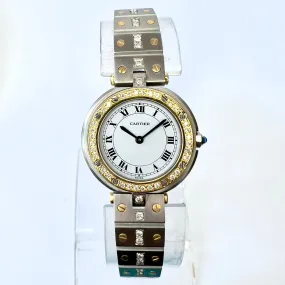 CARTIER SANTOS Ronde 27mm 2 Tone 0.55TCW DIAMOND Watch