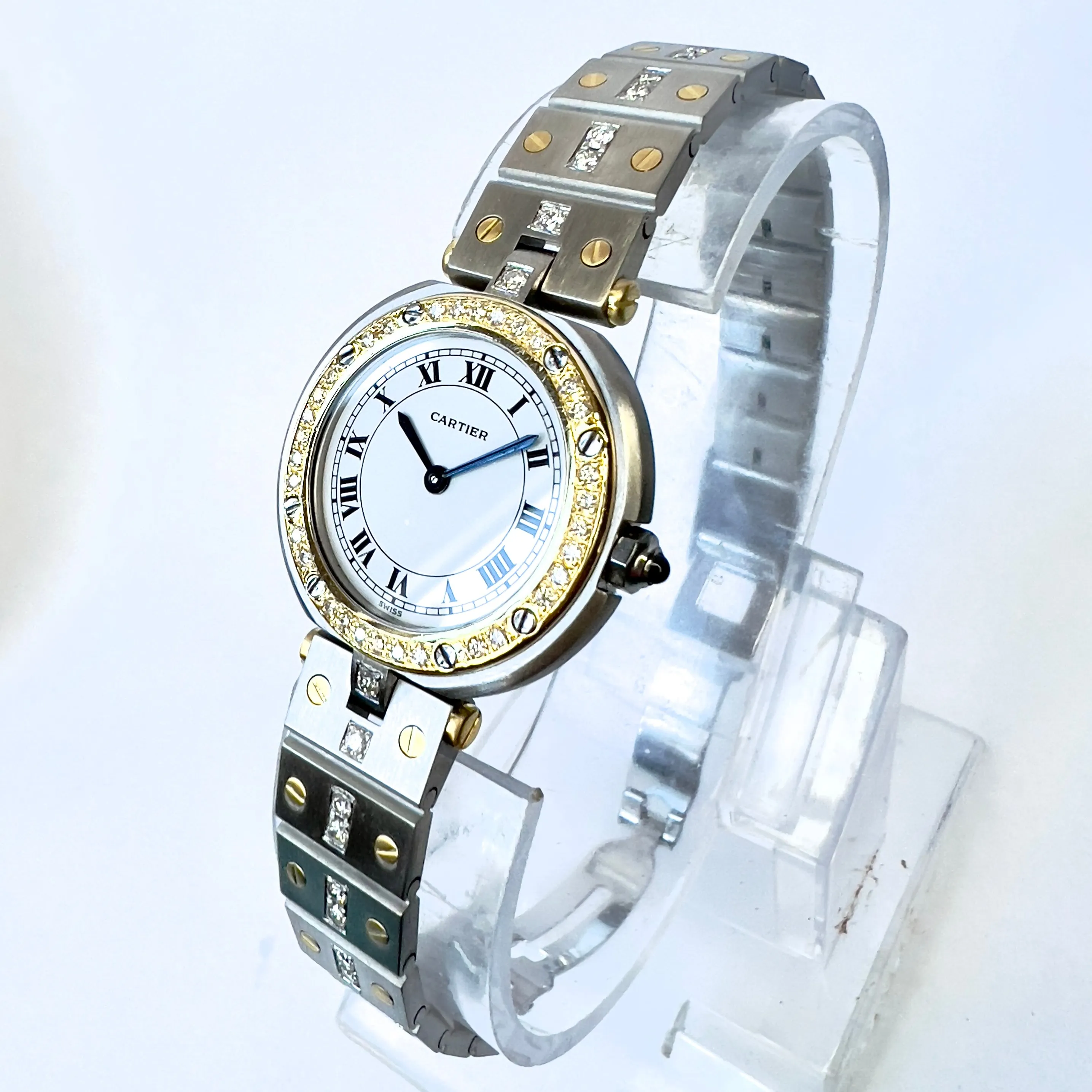 CARTIER SANTOS Ronde 27mm 2 Tone 0.55TCW DIAMOND Watch