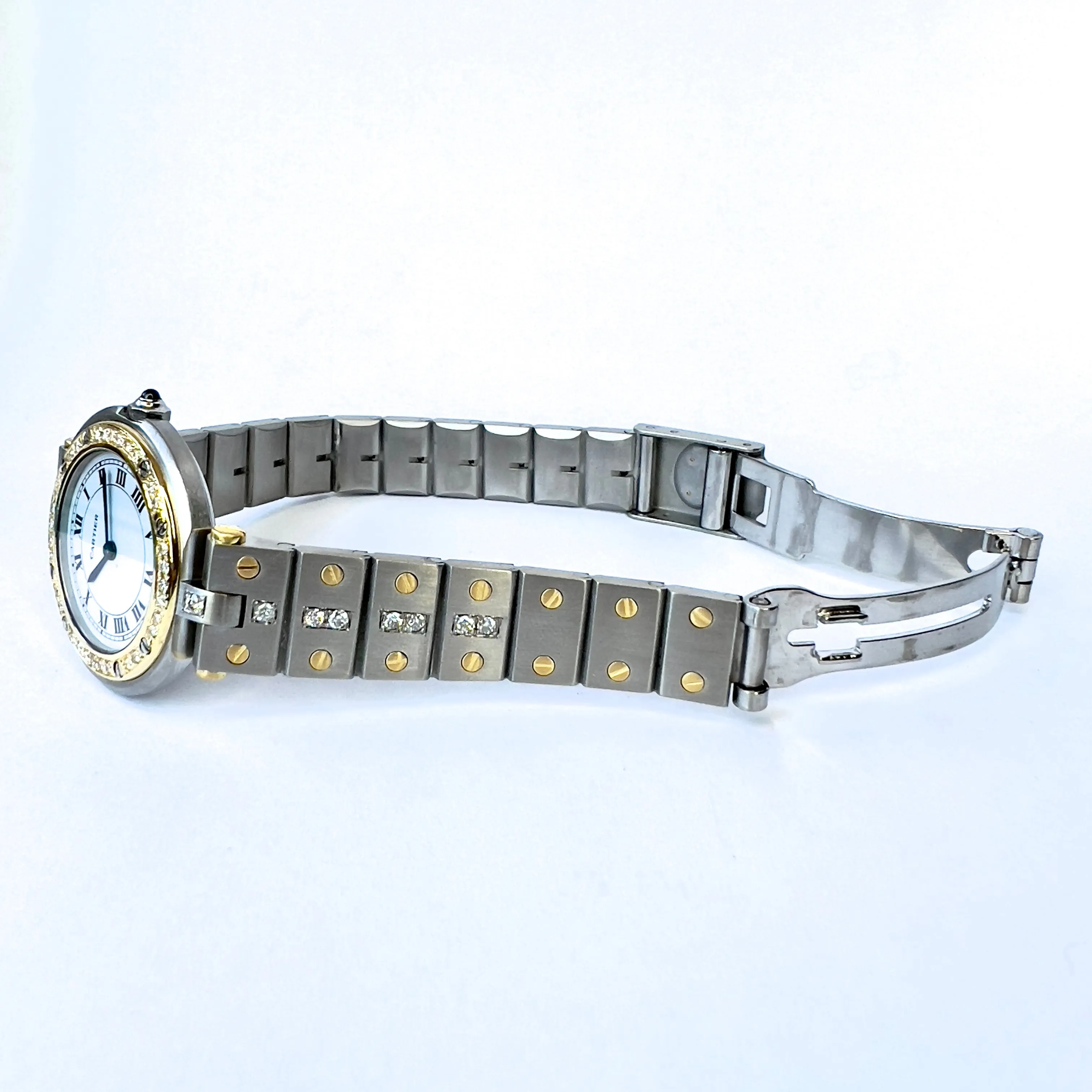 CARTIER SANTOS Ronde 27mm 2 Tone 0.55TCW DIAMOND Watch