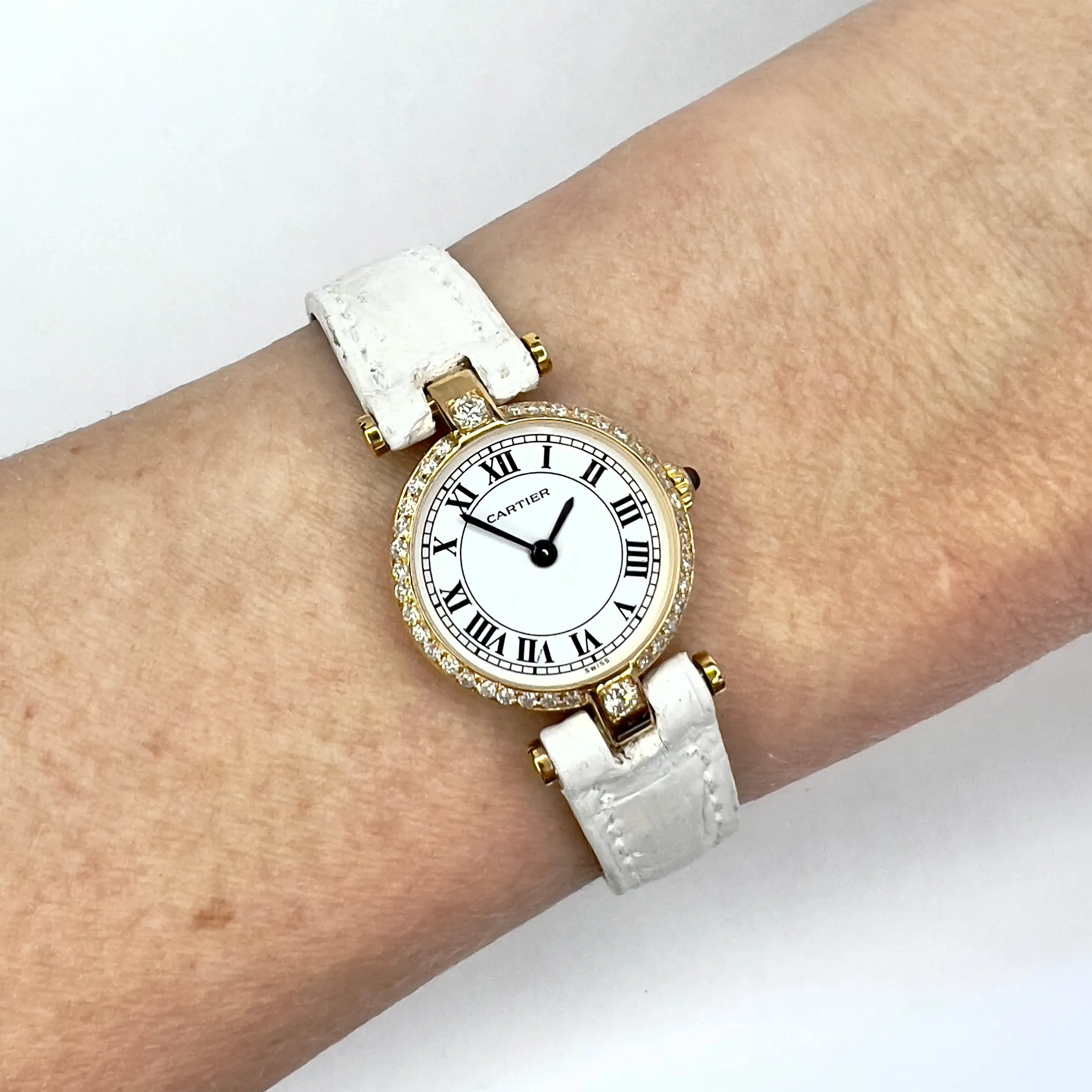 CARTIER VENDOME Mini 19mm Quartz 18K Yellow Gold 0.40TCW Diamond Watch