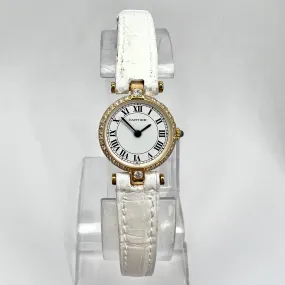 CARTIER VENDOME Mini 19mm Quartz 18K Yellow Gold 0.40TCW Diamond Watch