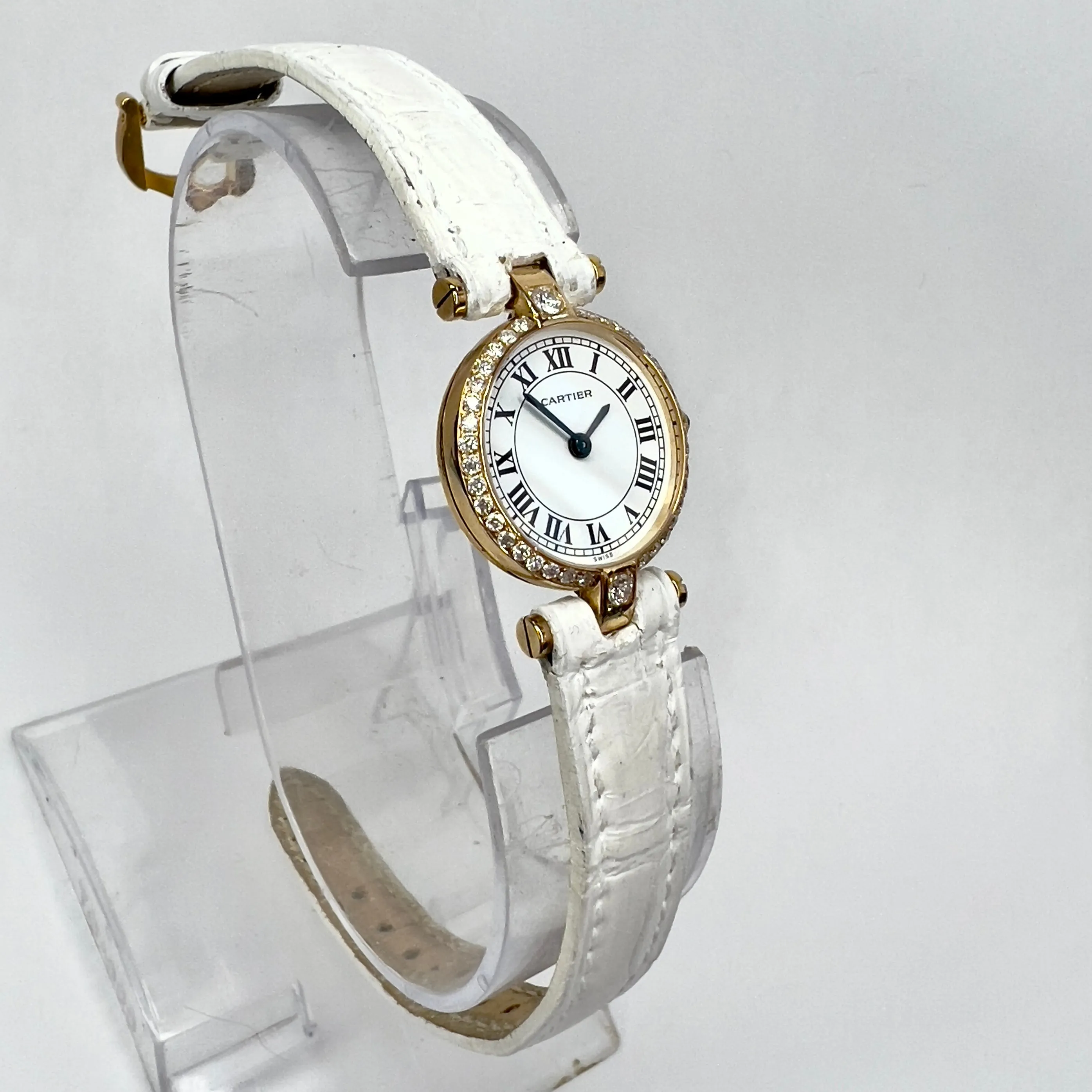 CARTIER VENDOME Mini 19mm Quartz 18K Yellow Gold 0.40TCW Diamond Watch