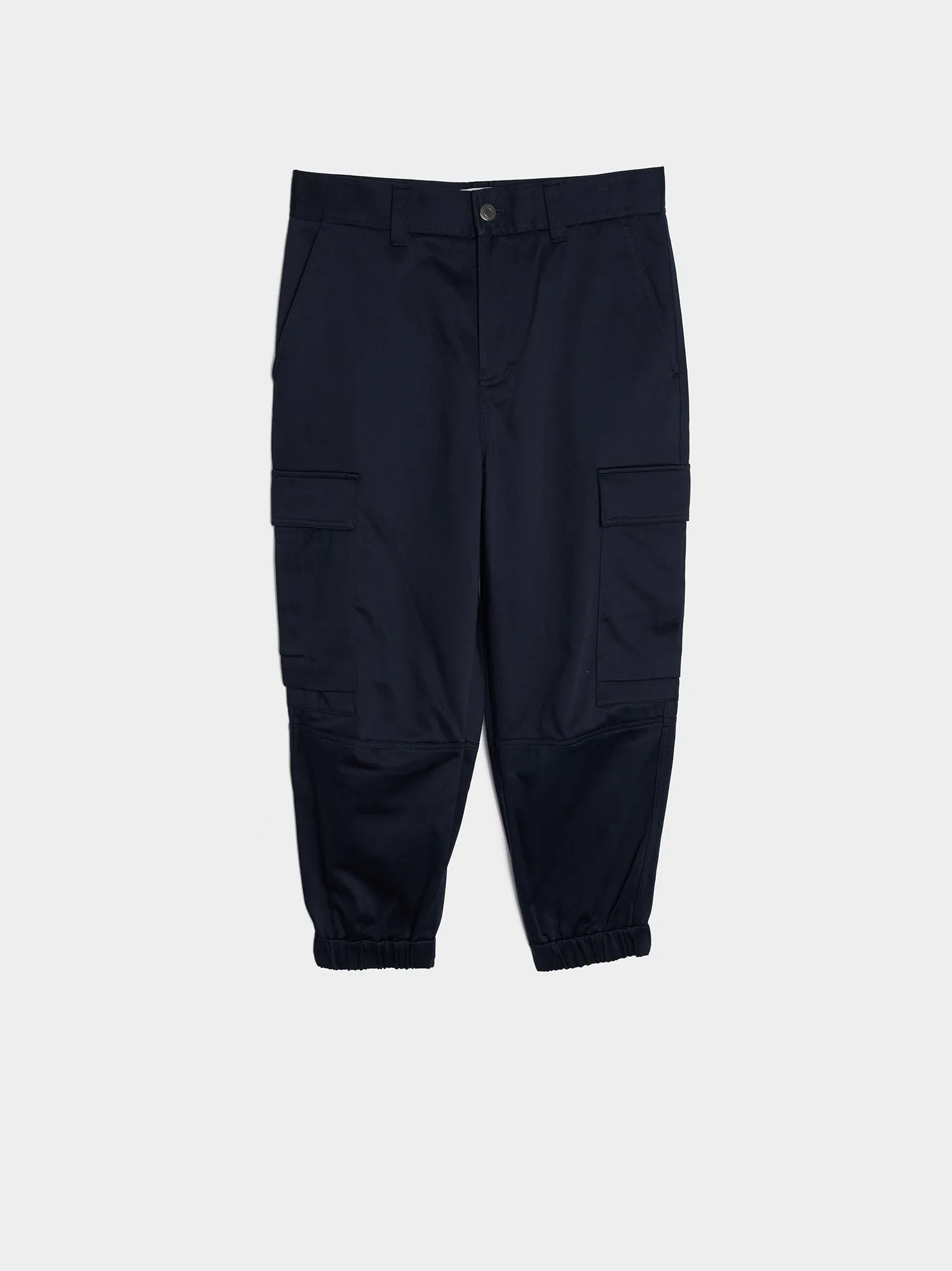 Compact Cotton Satin Cargo Pant, Nautic Blue