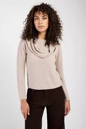 Cowl Neck Cashmere Sweater in Beige