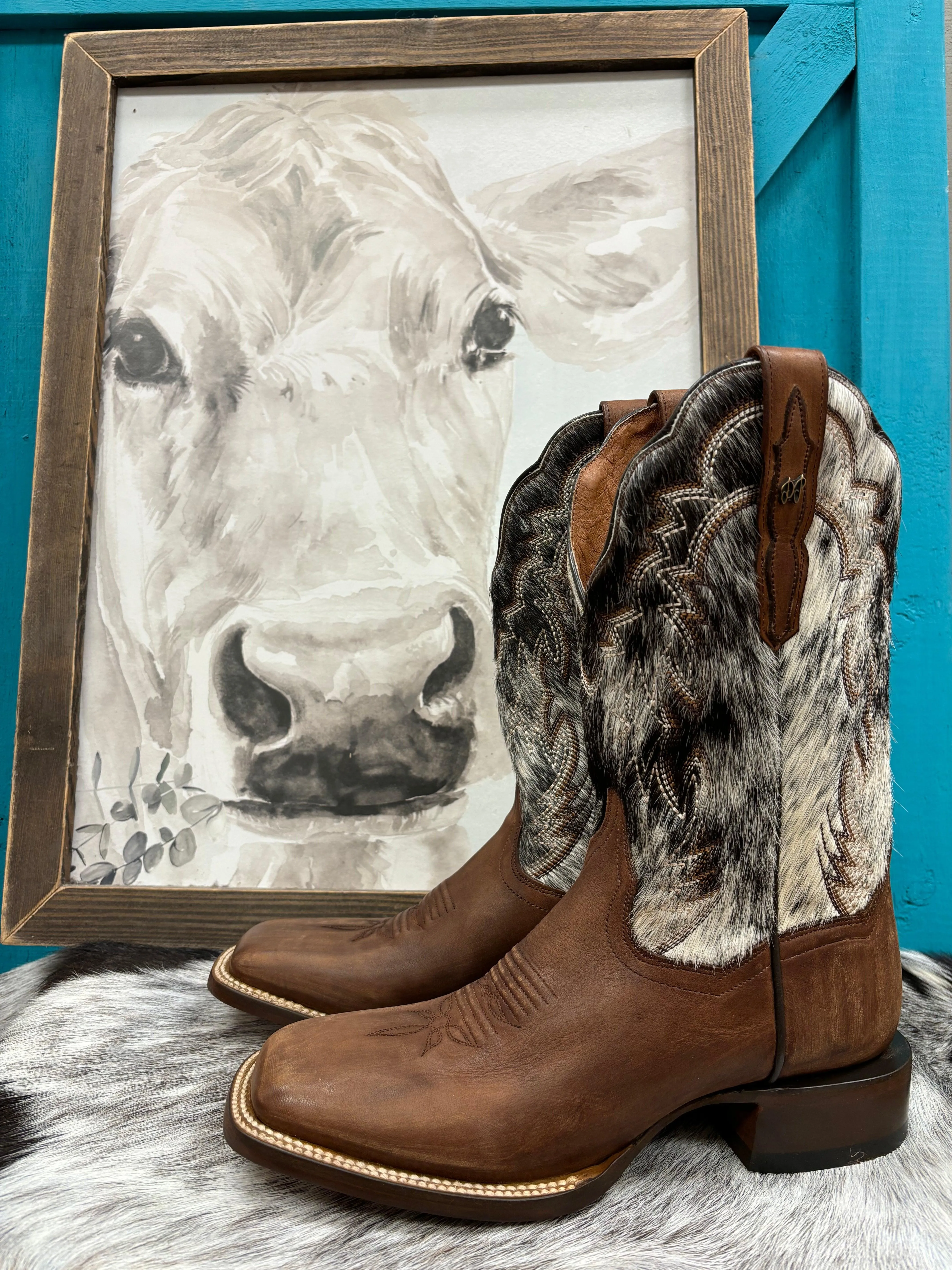 Dan Post Women’s Clarabelle Brown Genuine Cowhide Hair-On Cowgirl Boots DP5252