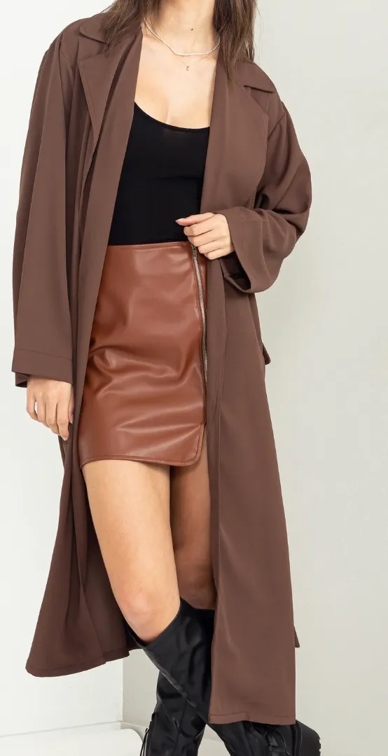 Dark Brown Belted Trench Coat