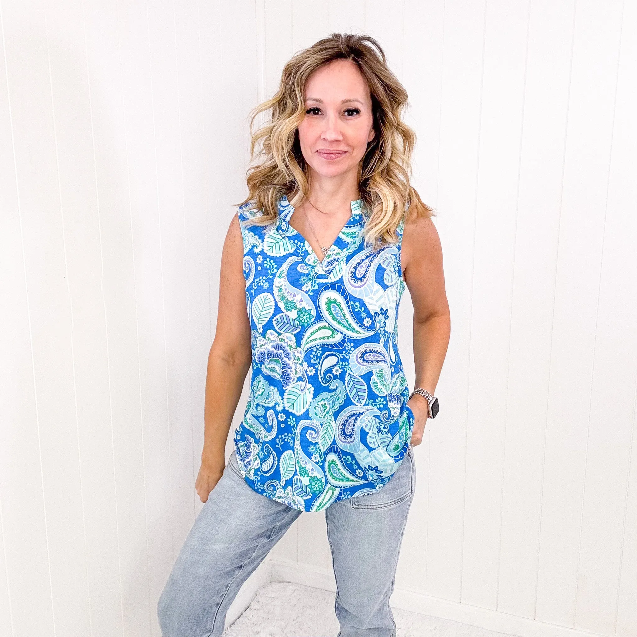 Dear Scarlett Lizzy Tank Top in Paisley Blue