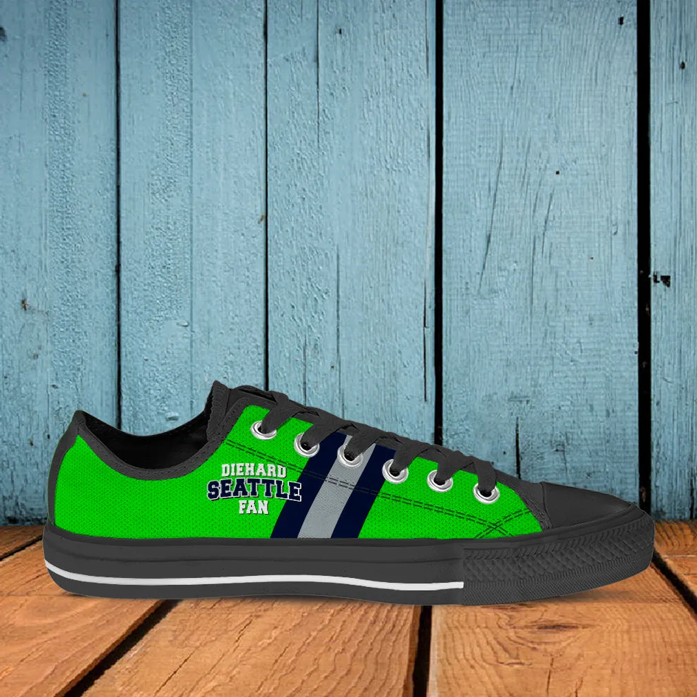 Diehard Seattle Fan Sports  Low Top Shoes Green Black