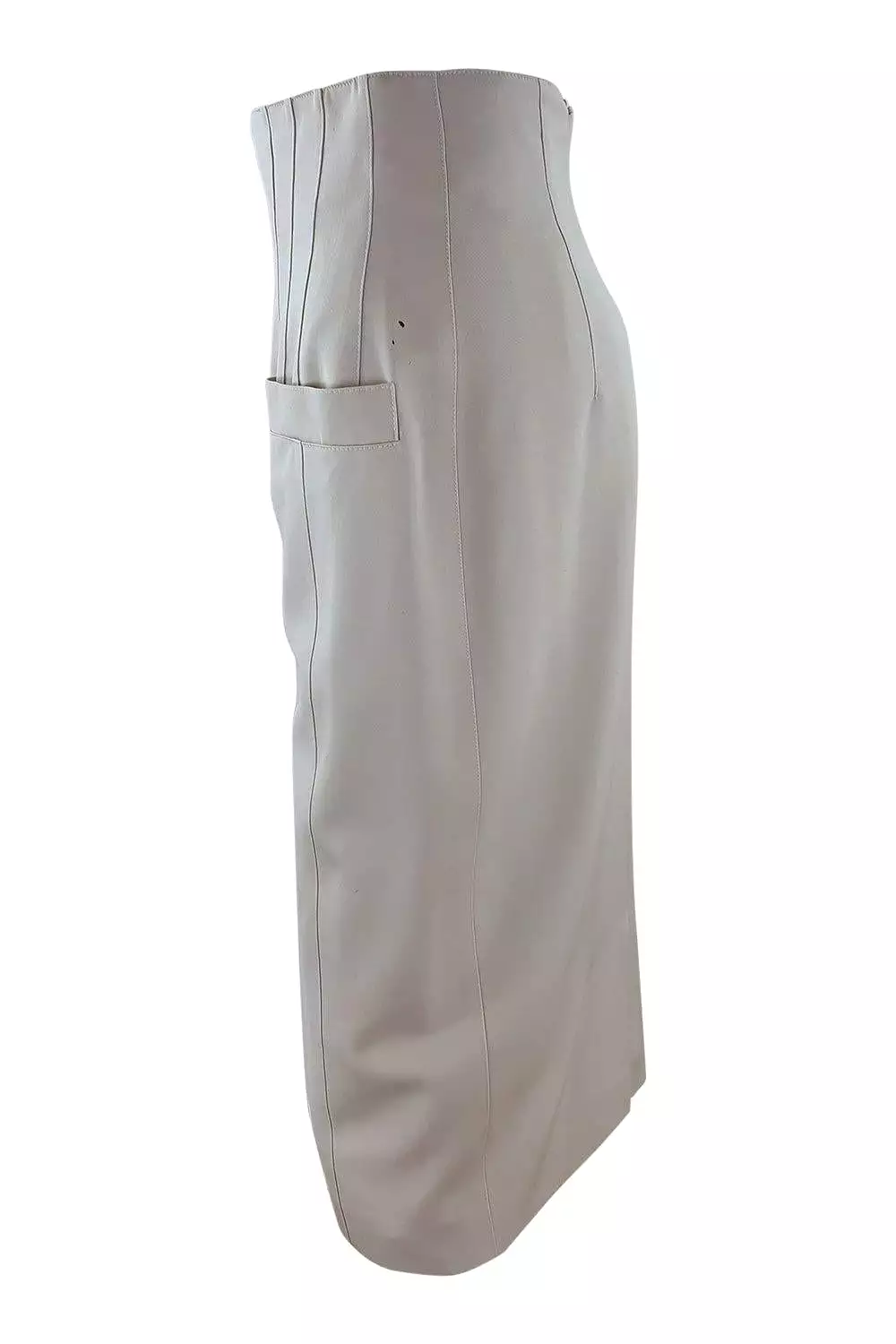 ESCADA Vintage 1980s Cream Pure New Wool Knee Length Pencil Skirt (36)