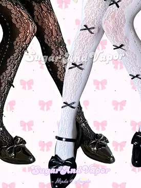 Evelyn Lolita Bow Fishnet Tights