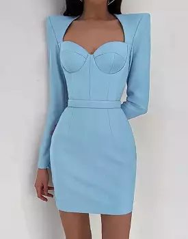 Exaggerated Shoulder Mini Dress