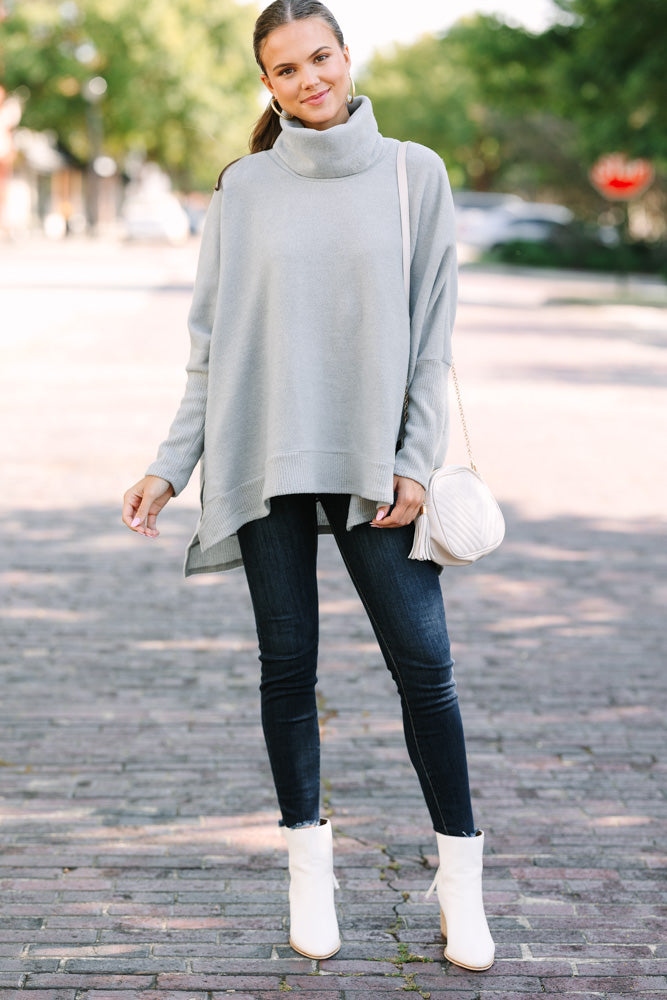 Feeling So Chipper Heather Gray Cowl Neck Sweater