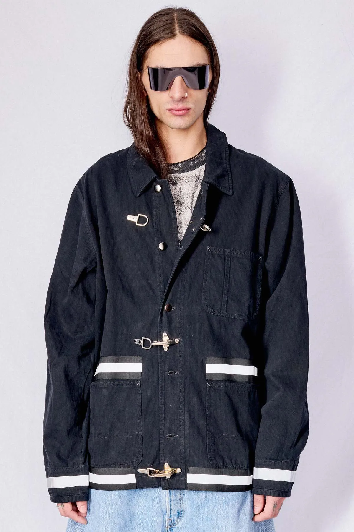 Fireman Field Coat - Black Railroad Denim