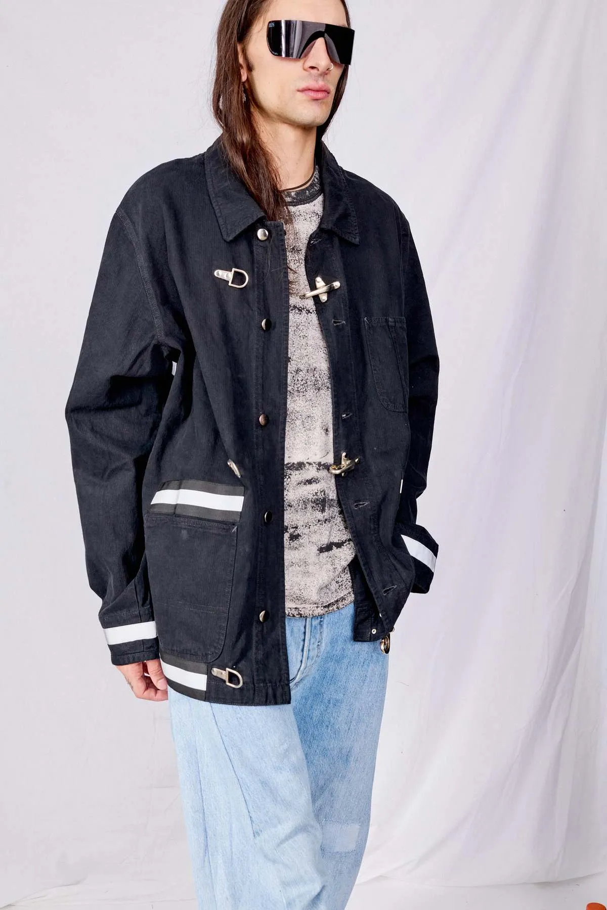 Fireman Field Coat - Black Railroad Denim